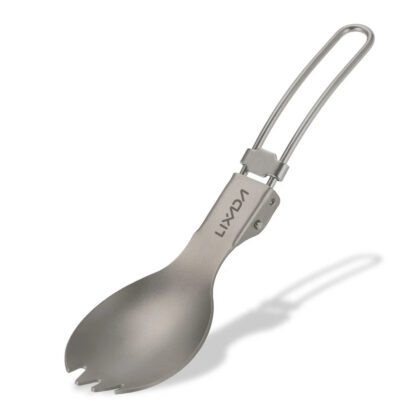 Lixada Camping Folding Titanium Spork – Lightweight Outdoor Tableware for Hiking and Picnic